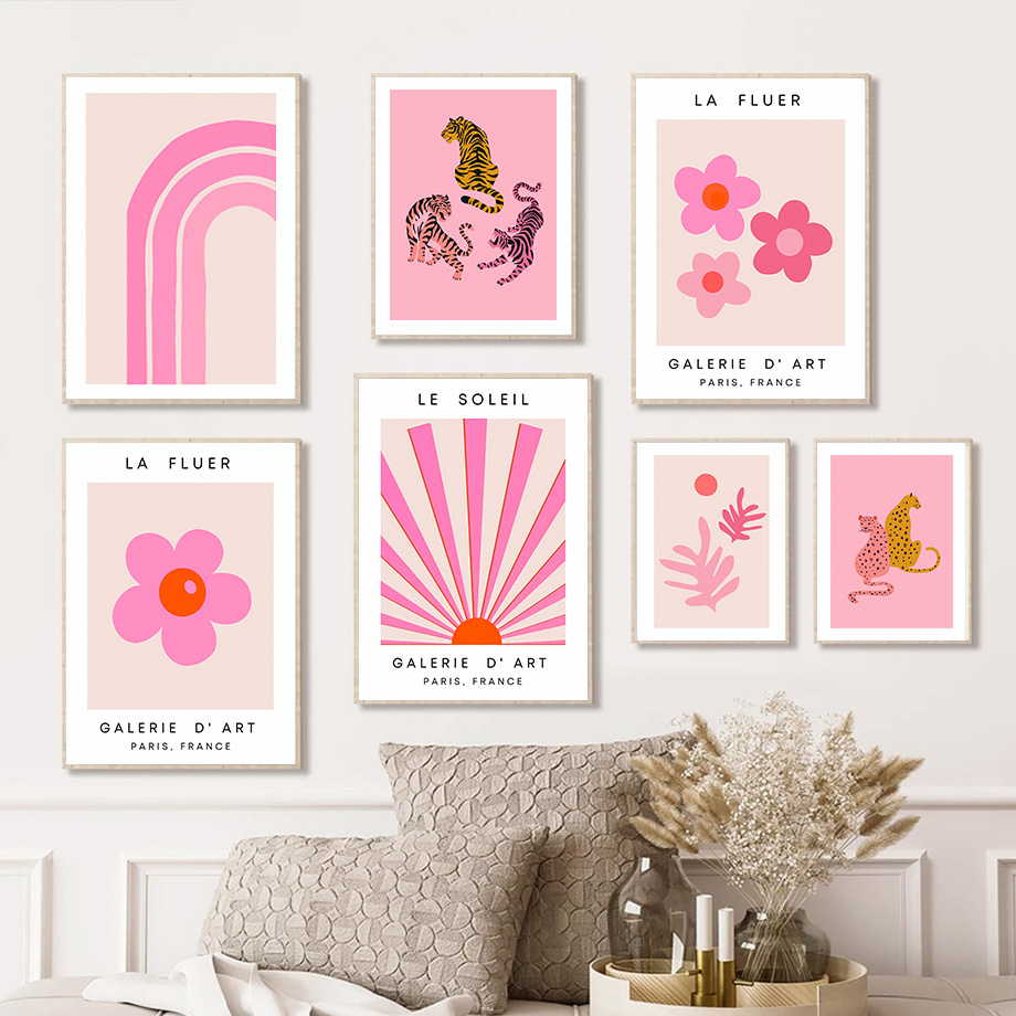 Resin Art Of Flowers - Pink Leopard Tiger Rainbow Flower Wall
