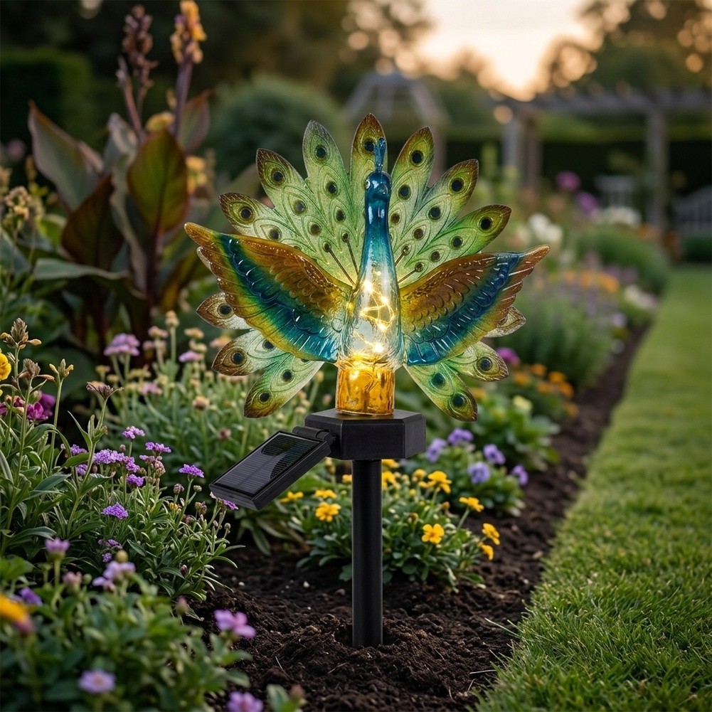 Resin Art Aesthetic - Resin Solar Peacock Garden Art with