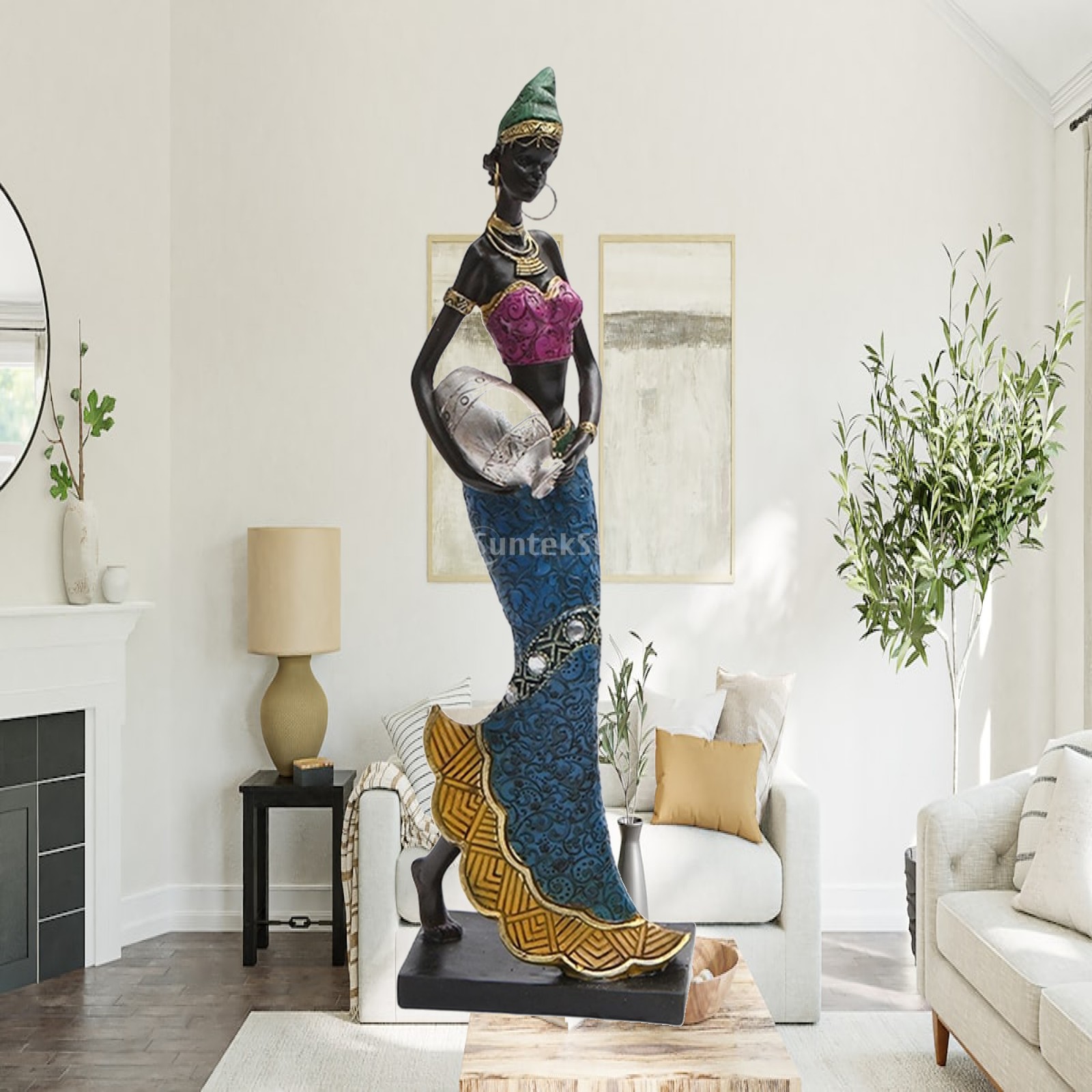 Resin Art Aesthetic - African Art Sculpture Tribal Lady Figurine