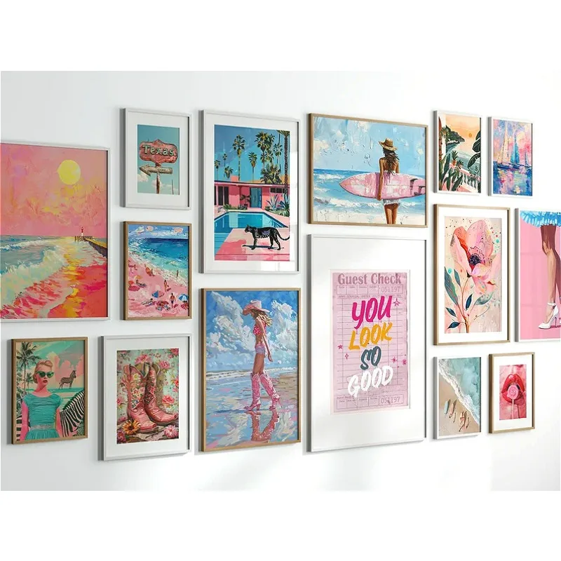 Resin Art Aesthetic - Trendy Avant-Garde Pink Summer Coastal Beach