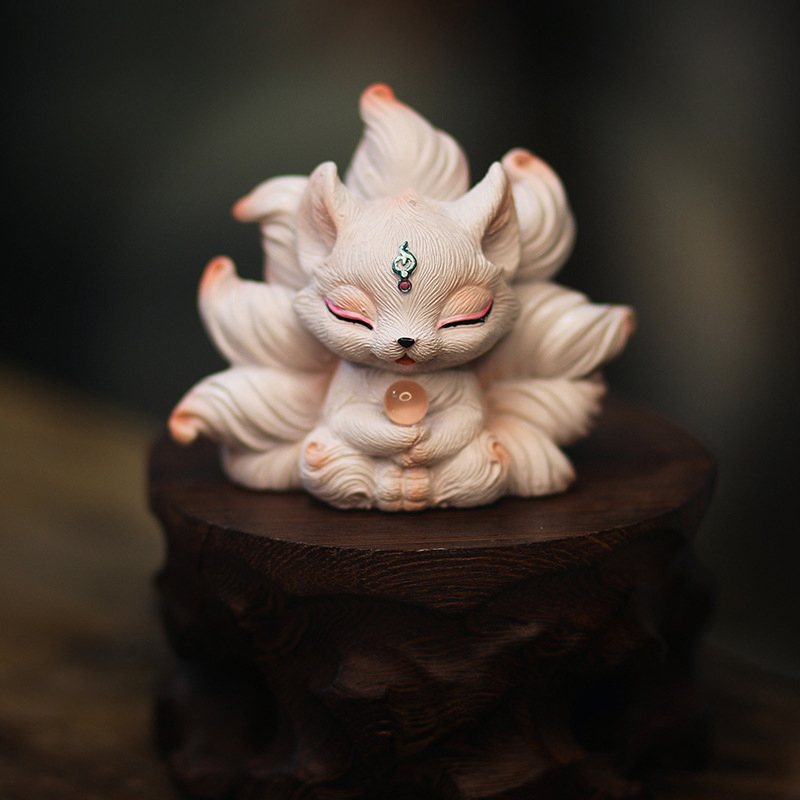 Cute Nine-tailed Fox Miniature - đánh giá và giá Resin Art Aesthetic